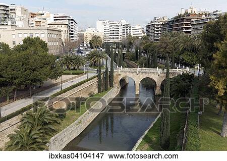 Historic town canal Sat Sierra and Passeig Mallorca, Porta de Santa Catalina, Palma de Mallorca, Majorca, Balearic Islands, Spain, Europe View Large Photo Image Stock Photo - Historic town canal Sat Sierra and Passeig Mallorca, Porta de Santa Catalina, Palma de Mallorca, Majorca, Balearic Islands, Spain, Europe. Fotosearch
