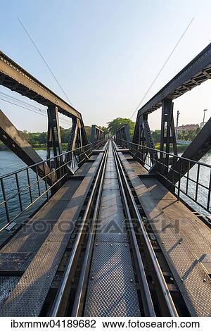 Stock Image - Historical River Kwai Bridge, route of the Thailand-Burma Railway, Death Railway, Kanchanaburi Province, Central Thailand, Thailand, Asia. Fotosearch