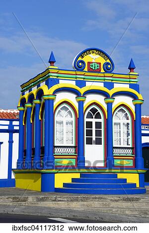 Stock Image - Holy Spirit Temple Imperio da Caridade, Praia da Vitoria, Terceira, Azores, Portugal, Europe. Fotosearch