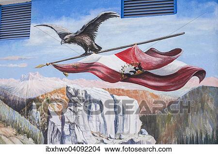 Hotel Dolomiti, mural, motif of the Austrian Empire, Canazei, Trentino-Alto Adige, Italy, Europe View Large Photo Image Picture - Hotel Dolomiti, mural, motif of the Austrian Empire, Canazei, Trentino-Alto Adige, Italy, Europe. Fotosearch