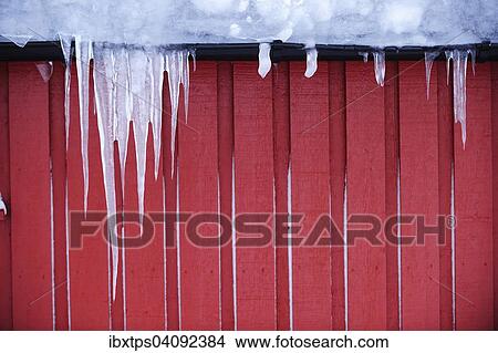 Icicles hanging from roof View Large Photo Image Picture - Icicles hanging from roof. Fotosearch