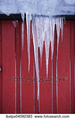 Icicles hanging from roof View Large Photo Image Stock Image - Icicles hanging from roof. Fotosearch