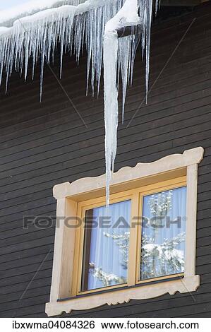 Icicles on a house, Tyrol, Austria, Europe View Large Photo Image Stock Photograph - Icicles on a house, Tyrol, Austria, Europe. Fotosearch