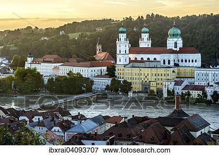 Inn river with Marienbrucke bridge, at the back the opera house and theatre, the parish church of St Paul and St. Stephen's Cathedral, on the right the New Bishop's Residence, historic centre, Passau, Lower Bavaria, Bavaria, Germany, Europe View Large Photo Image Stock Photo - Inn river with Marienbrucke bridge, at the back the opera house and theatre, the parish church of St Paul and St. Stephen's Cathedral, on the right the New Bishop's Residence, historic centre, Passau, Lower Bavaria, Bavaria, Germany, Europe. Fotosearch