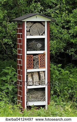 Insect hotel, nesting and wintering help, North Rhine-Westphalia, Germany, Europe View Large Photo Image Stock Photo - Insect hotel, nesting and wintering help, North Rhine-Westphalia, Germany, Europe. Fotosearch