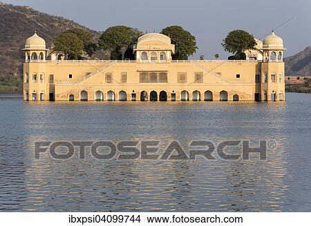 Picture - Jal Mahal or Water Palace, on Man Sagar Lake, Jaipur, Rajasthan, India, Asia. Fotosearch