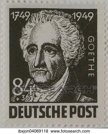 Johann Wolfgang von Goethe, a German writer and statesman, portrait on a stamp, GDR, 1949 View Large Photo Image Stock Photo - Johann Wolfgang von Goethe, a German writer and statesman, portrait on a stamp, GDR, 1949. Fotosearch