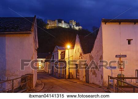 Stock Photography - Kirchengasse with view towards castle, Kirchschlag, Bucklige Welt, Industrial Quarter, Lower Austria, Austria, Europe. Fotosearch