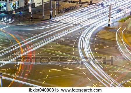 Stock Photography - Large road junction, road markings for various turning lanes, Rotterdam, Holland, The Netherlands, Europe. Fotosearch