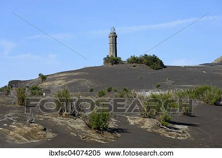 Lighthouse, ash desert, Ponta dos Capelinhos, Faial, Azores, Portugal, Europe View Large Photo Image Stock Photography - Lighthouse, ash desert, Ponta dos Capelinhos, Faial, Azores, Portugal, Europe. Fotosearch