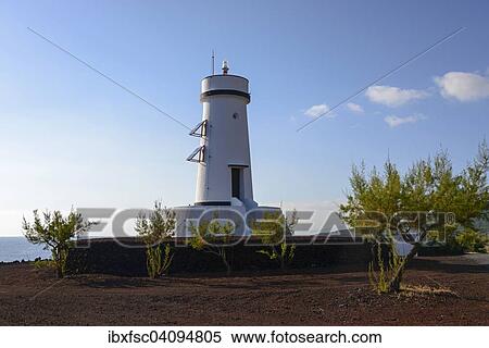 Stock Photography - Lighthouse Farol da Ponta de Sao Mateus, Sao Mateus, Pico Island, Azores, Portugal, Europe. Fotosearch