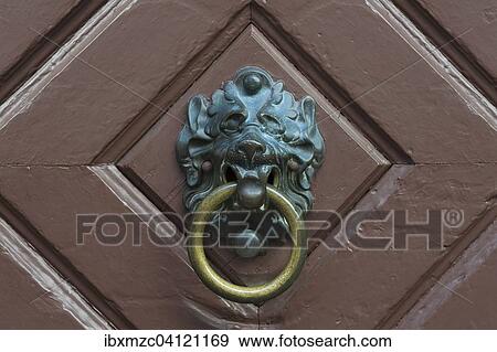 Lion head door knocker on an old door, Regensburg, Upper Palatinate, Bavaria, Germany, Europe View Large Photo Image Stock Photo - Lion head door knocker on an old door, Regensburg, Upper Palatinate, Bavaria, Germany, Europe. Fotosearch