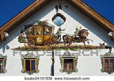 Luftlmalerei wall painting on the inn Gasthaus zur Post, Egling, Bavaria, Germany, Europe View Large Photo Image Stock Photo - Luftlmalerei wall painting on the inn Gasthaus zur Post, Egling, Bavaria, Germany, Europe. Fotosearch