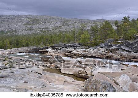 Stock Photography - Luonosjahka mountain river in Saltdal, near the Arctic Circle, Norway, Europe. Fotosearch