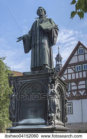 Stock Image - Luther Memorial, inaugurated in 1861, Lutherplatz square, Mohra, Thuringia, Germany, Europe. Fotosearch
