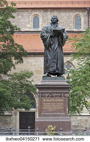 Luther monument with pedestal, 1889, Kaufmannskirche church behind, historic centre, Erfurt, Thuringia, Germany, Europe View Large Photo Image Stock Image - Luther monument with pedestal, 1889, Kaufmannskirche church behind, historic centre, Erfurt, Thuringia, Germany, Europe. Fotosearch