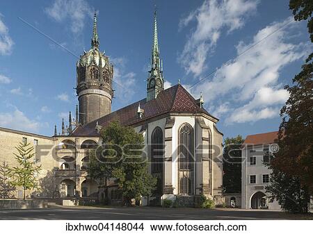 Lutheran Castle Church, or Church of the Reformation, where Martin Luther posted his theses, UNESCO World Heritage Site, Lutherstadt Wittenberg, Saxony-Anhalt, Germany, Europe View Large Photo Image Picture - Lutheran Castle Church, or Church of the Reformation, where Martin Luther posted his theses, UNESCO World Heritage Site, Lutherstadt Wittenberg, Saxony-Anhalt, Germany, Europe. Fotosearch