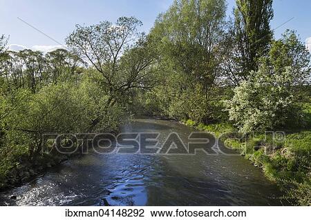 Stock Image - Main right behind the Main confluence or Main origin, Kulmbach, Upper Franconia, Franconia, Bavaria, Germany, Europe. Fotosearch