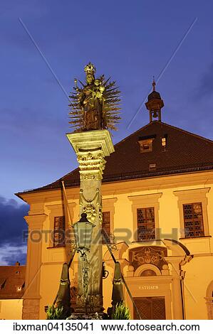 Marian Column in front of the town hall on the market square, Eibelstadt, Mainfranken, Lower Franconia, Franconia, Bavaria, Germany, Europe View Large Photo Image Stock Image - Marian Column in front of the town hall on the market square, Eibelstadt, Mainfranken, Lower Franconia, Franconia, Bavaria, Germany, Europe. Fotosearch