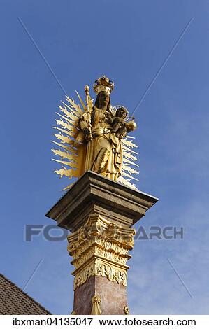 Marian Column in the market square, Eibelstadt, Mainfranken, Lower Franconia, Franconia, Bavaria, Germany, Europe View Large Photo Image Stock Photo - Marian Column in the market square, Eibelstadt, Mainfranken, Lower Franconia, Franconia, Bavaria, Germany, Europe. Fotosearch