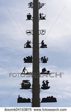 Maypole with signs of the local crafts, Seehausen am Staffelsee, Upper Bavaria, Bavaria, Germany, Europe View Large Photo Image Stock Photography - Maypole with signs of the local crafts, Seehausen am Staffelsee, Upper Bavaria, Bavaria, Germany, Europe. Fotosearch