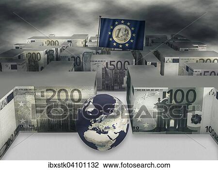 Maze of euro notes, a globe and the flag of the European Union View Large Photo Image Stock Image - Maze of euro notes, a globe and the flag of the European Union. Fotosearch
