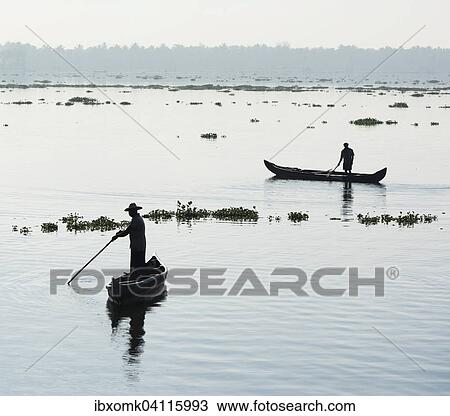 Men in small boats, Vembanad Lake, Kerala, South India, India, Asia View Large Photo Image Stock Image - Men in small boats, Vembanad Lake, Kerala, South India, India, Asia. Fotosearch