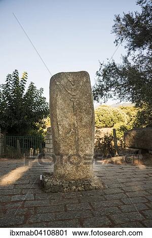 Stock Image - Menhir, megalith, Filitosa, Corsica, France, Europe. Fotosearch