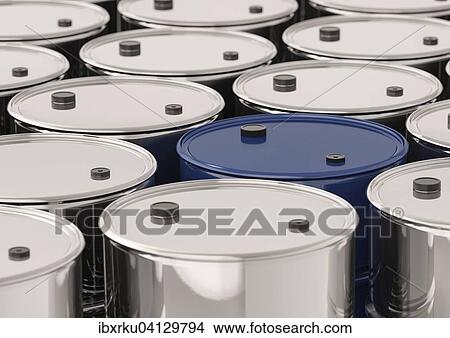 Metal barrels, polished and a single blue one View Large Photo Image Picture - Metal barrels, polished and a single blue one. Fotosearch