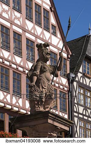 Minerva Fountain, Romerberg square, historic centre, Frankfurt am Main, Hesse, Germany, Europe View Large Photo Image Stock Photo - Minerva Fountain, Romerberg square, historic centre, Frankfurt am Main, Hesse, Germany, Europe. Fotosearch
