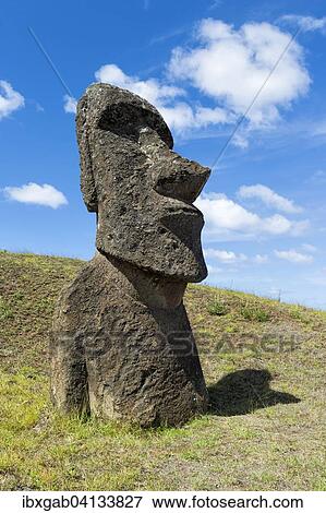 Moai in Rano Raraku, Rapa Nui National Park, Unesco World Heritage Site, Easter Island, Chile, South America View Large Photo Image Stock Photo - Moai in Rano Raraku, Rapa Nui National Park, Unesco World Heritage Site, Easter Island, Chile, South America. Fotosearch