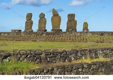 Moais at the Tahai ceremonial complex, Hanga Roa, Rapa Nui National Park, Unesco World Heritage Site, Easter Island, Chile, South America View Large Photo Image Stock Image - Moais at the Tahai ceremonial complex, Hanga Roa, Rapa Nui National Park, Unesco World Heritage Site, Easter Island, Chile, South America. Fotosearch