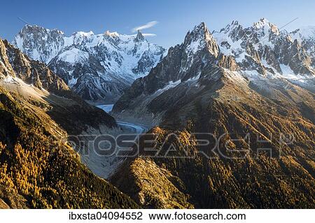 Mont Blanc massif with the Mer de Glace glacier in Chamonix, Alps, France, Europe View Large Photo Image Stock Image - Mont Blanc massif with the Mer de Glace glacier in Chamonix, Alps, France, Europe. Fotosearch