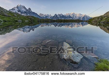 Mont Blanc reflected in Lake Cheserys, France, Europe View Large Photo Image Stock Photograph - Mont Blanc reflected in Lake Cheserys, France, Europe. Fotosearch