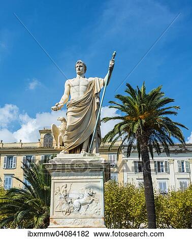 Stock Image - Monument to Napoleon Bonaparte, Place Saint Nicolas, Bastia, Haute-Corse, Corsica, France, Europe. Fotosearch