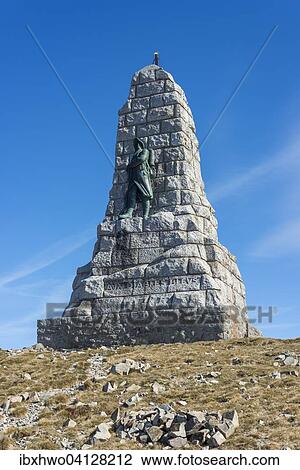 Monument to the Blue Devils, Diables Bleus, mountaineer battalion in World War I, erected in 1927 on the Grand Ballon, the highest mountain in the Vosges, Soultz-Haut-Rhin, Alsace, France, Europe View Large Photo Image Stock Image - Monument to the Blue Devils, Diables Bleus, mountaineer battalion in World War I, erected in 1927 on the Grand Ballon, the highest mountain in the Vosges, Soultz-Haut-Rhin, Alsace, France, Europe. Fotosearch