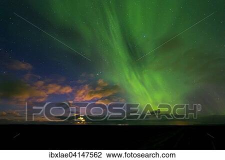 Moon and Aurora Borealis, Grindavik, Reykjavik, Iceland, Europe View Large Photo Image Stock Image - Moon and Aurora Borealis, Grindavik, Reykjavik, Iceland, Europe. Fotosearch