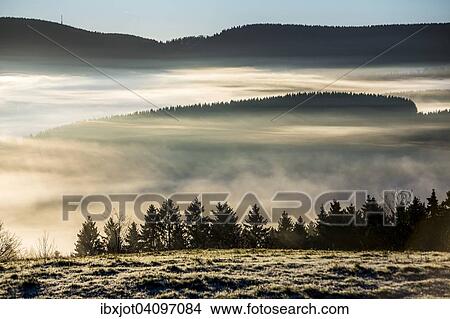 Morning fog in the valley near Winterberg, view to Elkeringhausen, Winterberg, Sauerland, North Rhine-Westphalia, Germany, Europe View Large Photo Image Picture - Morning fog in the valley near Winterberg, view to Elkeringhausen, Winterberg, Sauerland, North Rhine-Westphalia, Germany, Europe. Fotosearch