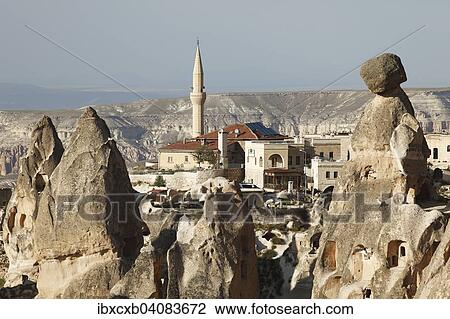 Mosque of Uchisar between cave dwellings and tufa formations, Uchisar, Nevsehir Province, Cappadocia, Anatolia, Turkey, Asia View Large Photo Image Stock Image - Mosque of Uchisar between cave dwellings and tufa formations, Uchisar, Nevsehir Province, Cappadocia, Anatolia, Turkey, Asia. Fotosearch