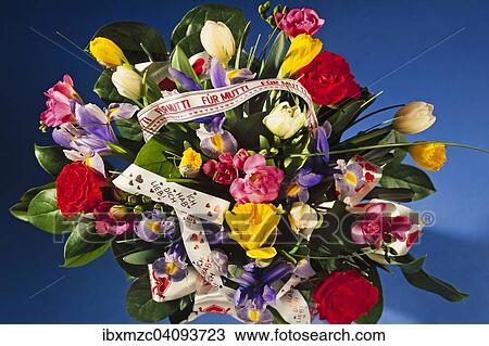 Mother's Day bouquet against a blue background View Large Photo Image Stock Image - Mother's Day bouquet against a blue background. Fotosearch