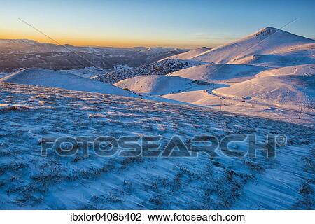 Mountains at sunset in winter, Sibillini Mountains National Park, Umbria, Italy, Europe View Large Photo Image Stock Image - Mountains at sunset in winter, Sibillini Mountains National Park, Umbria, Italy, Europe. Fotosearch