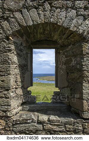 Muness Castle ruins, view from a window, Muness, Unst, Shetland, Scotland, United Kingdom, Europe View Large Photo Image Stock Photograph - Muness Castle ruins, view from a window, Muness, Unst, Shetland, Scotland, United Kingdom, Europe. Fotosearch