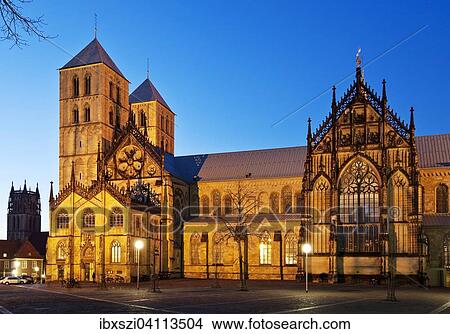 Munster Cathedral, on the left the Uberwasserkirche, also Church of Our Lady, Munster, Munsterland, Westphalia, North Rhine-Westphalia, Germany, Europe View Large Photo Image Picture - Munster Cathedral, on the left the Uberwasserkirche, also Church of Our Lady, Munster, Munsterland, Westphalia, North Rhine-Westphalia, Germany, Europe. Fotosearch