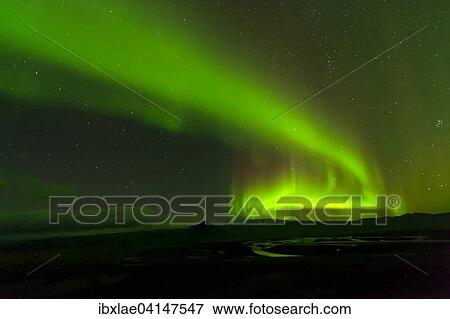 Northern lights over river delta, Rangarping Eystra, Southern Region, Iceland, Europe View Large Photo Image Stock Photo - Northern lights over river delta, Rangarping Eystra, Southern Region, Iceland, Europe. Fotosearch
