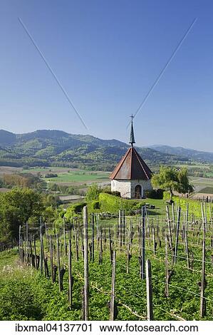 Stock Image - Olbergkapelle chapel, near Ehrenstetten, Baden, Markgraflerland region, Black Forest, Baden-Wurttemberg, Germany, Europe. Fotosearch