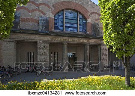 Stock Image - Old former main entrance of the Germanisches Nationalmuseum, Nuremberg, Middle Franconia, Bavaria, Germany, Europe. Fotosearch