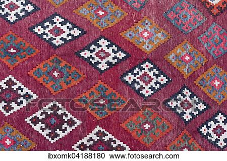 Stock Image - Old kilim, woven rug, detail, Iran, Persia, Asia. Fotosearch