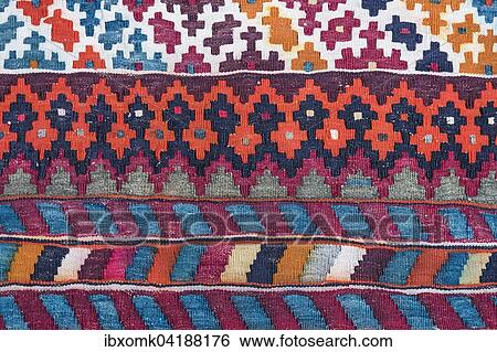Stock Photograph - Old kilim, woven rug, detail, Iran, Persia, Asia. Fotosearch