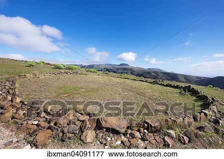 Stock Photo - Old threshing floor, La Merica, Valle Gran Rey, La Gomera, Canary Islands, Spain, Europe. Fotosearch