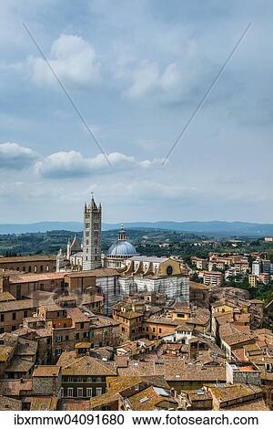 Stock Image - Old town with Siena Cathedra, Siena, Tuscany, Italy, Europe. Fotosearch